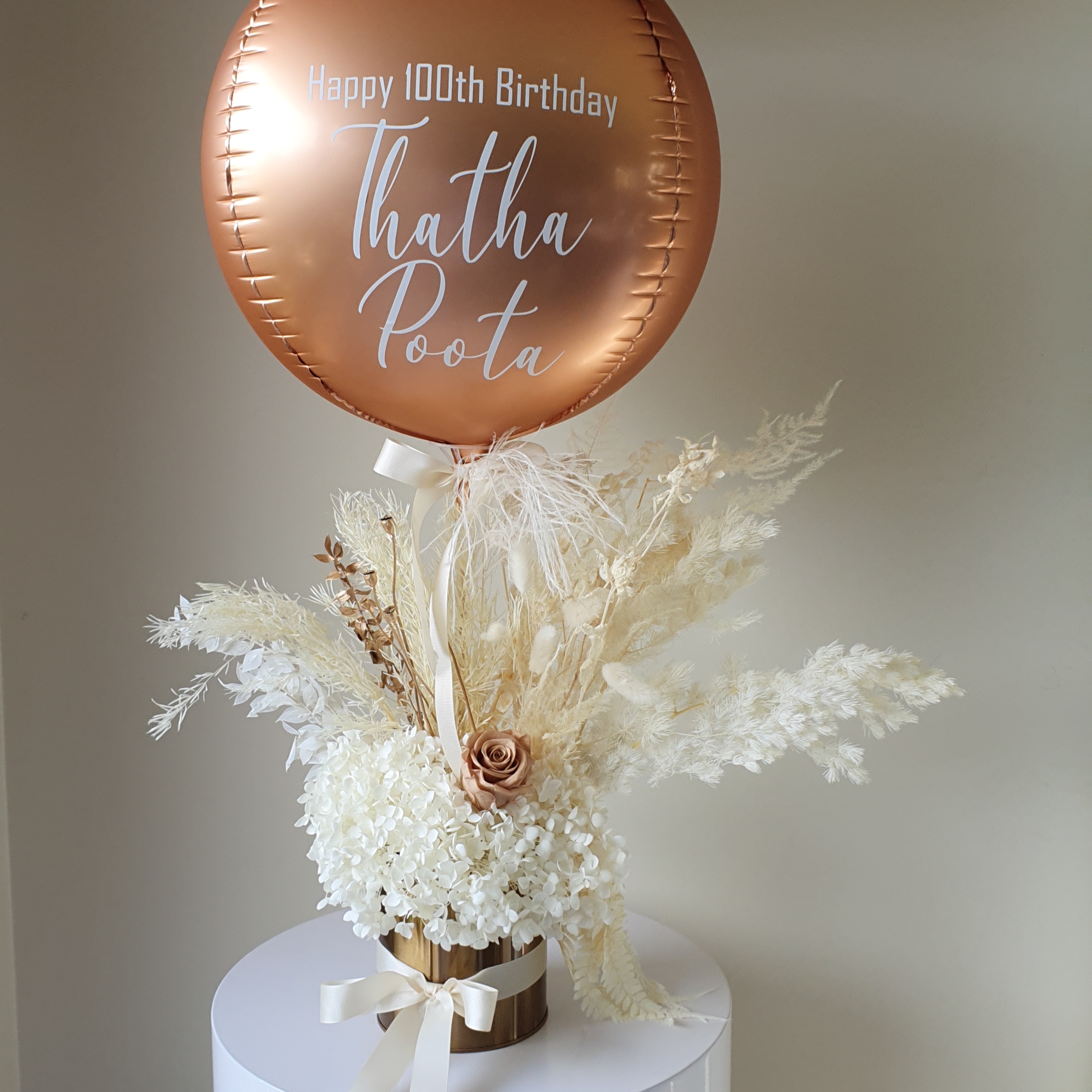 Personalised Dried Flowers & Balloon Bouquet 