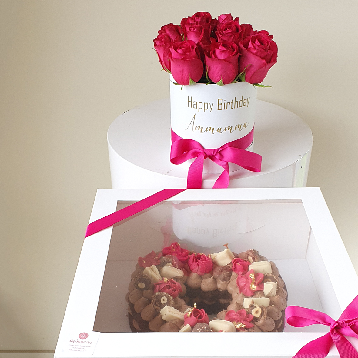 Personalised Rose Box & Love Cake