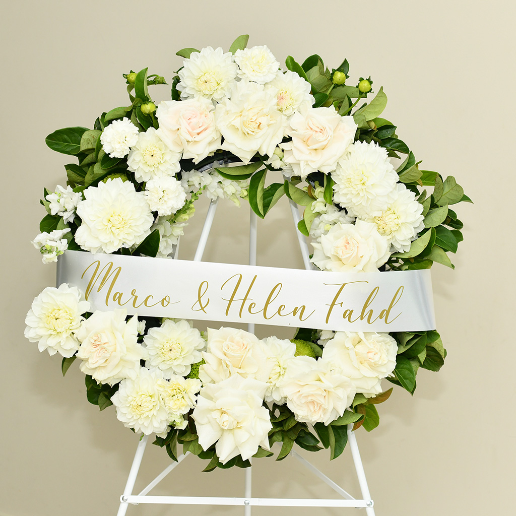 Funeral Wreath Classic White & Green
